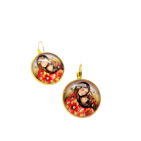 Earrings steel golden Mother and Daughter1